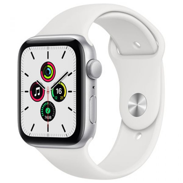 Apple Watch SE GPS 44mm Silver Aluminum Case with White Sport Band (MYDQ2)