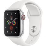 Apple Watch Series 5 LTE 40mm Silver Case w. White Sport Band (MWWN2)