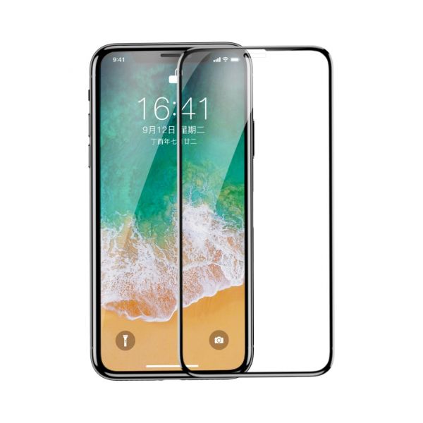 Защитное стекло для iPhone X/Xs - Baseus 0.3mm All-screen Arc-surface Tempered Glass Film - Black (SGAPIPHX-KE01)