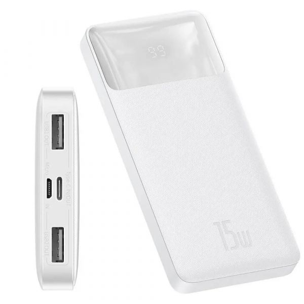 Портативный аккумулятор Baseus Bipow Digital Display 15W 10000mAh (white)