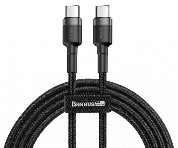 Кабель Baseus Cafule Type-C to Type-C Cable PD 2.0 60W (2m) Gray/Black (CATKLF-HG1)