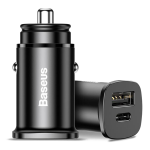 Авто-зарядка Baseus Circular Plastic PD3.0 QC 4.0 + 30W USB + Type-C black (CCALL-YS01)