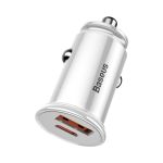 Авто-зарядка Baseus Circular Plastic PD3.0 QC 4.0 + 30W USB + Type-C white (CCALL-YS02)