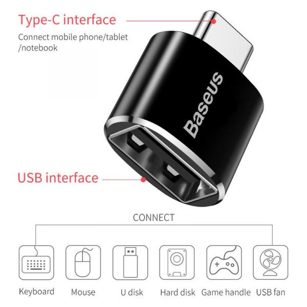 Перехідник Baseus Type-C to USB (black) (CATOTG-01)
