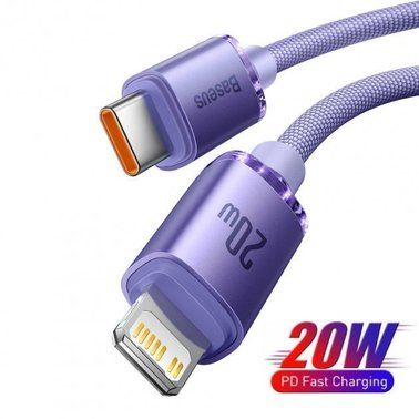 Кабель Baseus Crystal Shine Series Type-C to Lightning 20W (1.2m) (purple) CAJY000205