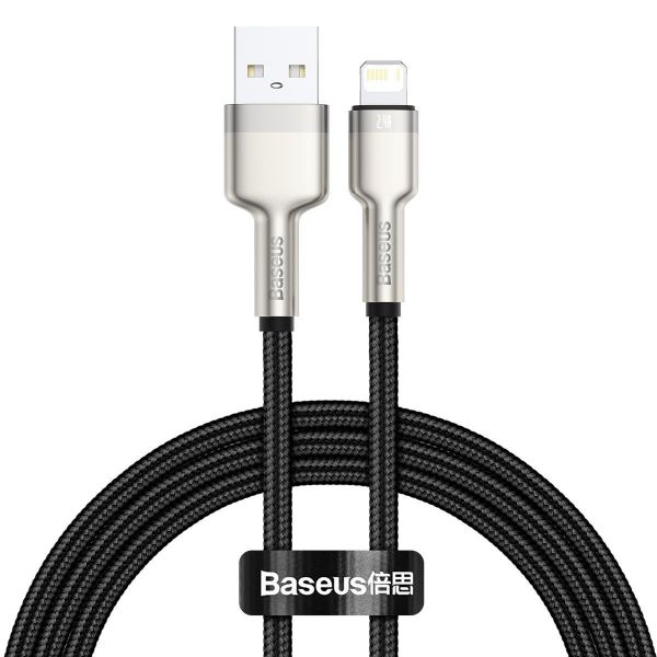 Кабель Baseus Cafule Metal Lightning 2.4A (1m) - Black (CALJK-A01)