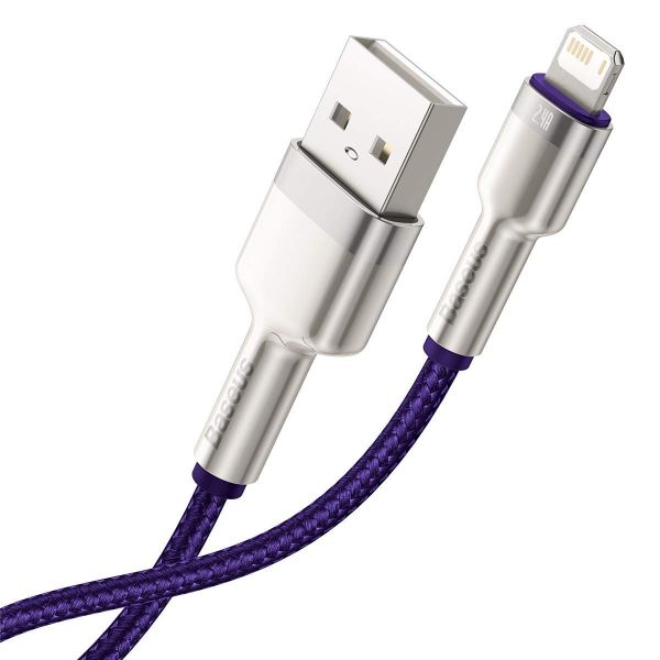 Кабель Baseus Cafule Metal Lightning 2.4A (1m) - Purple (CALJK-A05)