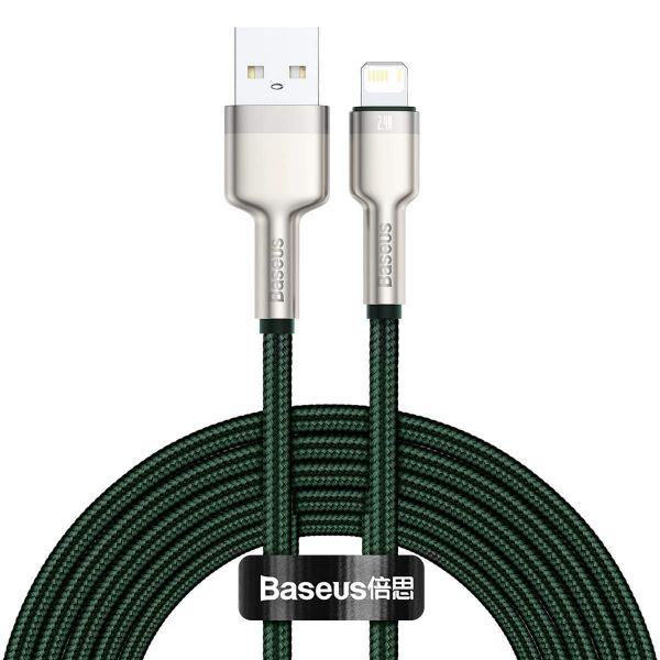 Кабель Baseus Cafule Metal Lightning 2.4A (1m) - Green (CALJK-A06)