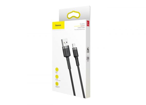 Кабель Baseus Cafule Lightning 1.5A (2m) - Gray/Black (CALKLF-CG1)