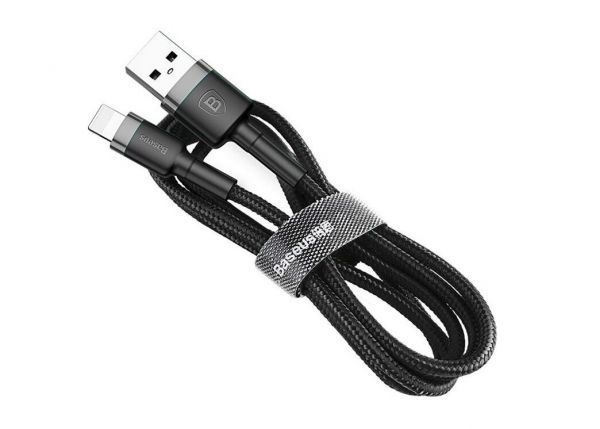 Кабель Baseus Cafule Lightning 1.5A (2m) - Gray/Black (CALKLF-CG1)
