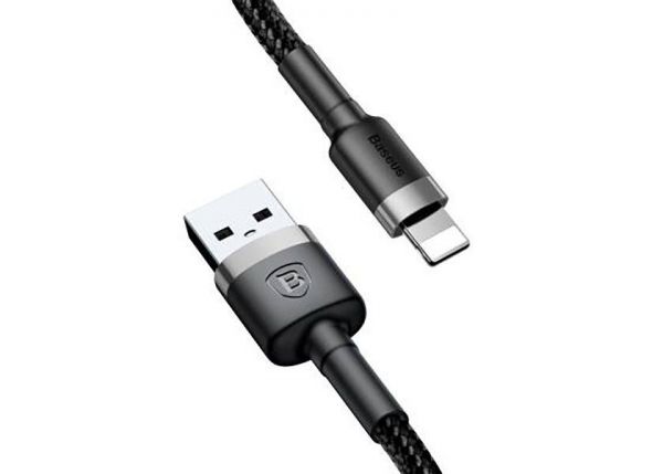 Кабель Baseus Cafule Lightning 1.5A (2m) - Gray/Black (CALKLF-CG1)