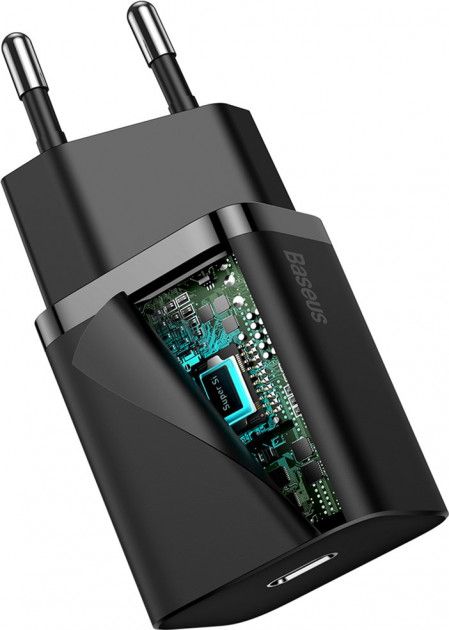 Мережевий зарядний пристрій Baseus Super Silicone PD Charger 20W (1Type-C) - Black (CCSUP-B01)