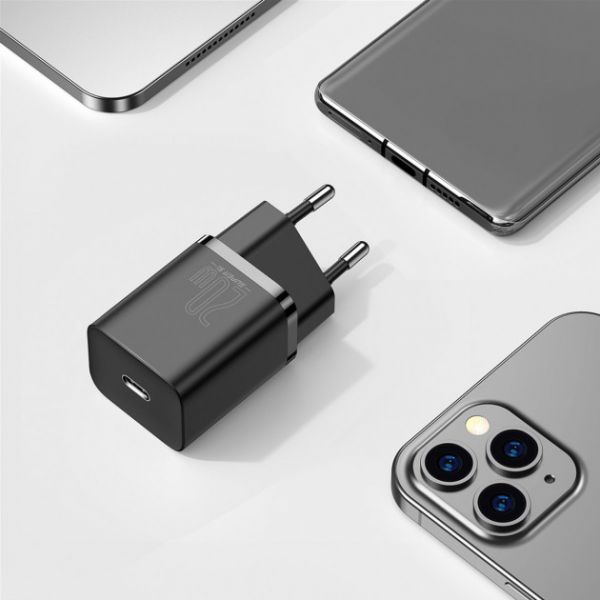 Мережевий зарядний пристрій Baseus Super Silicone PD Charger 20W (1Type-C) - Black (CCSUP-B01)