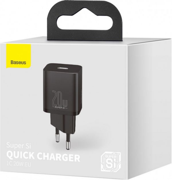 Мережевий зарядний пристрій Baseus Super Silicone PD Charger 20W (1Type-C) - Black (CCSUP-B01)