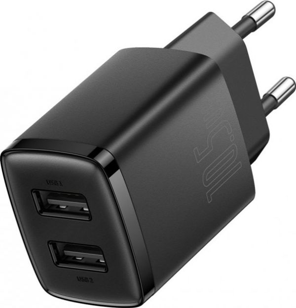 Зарядний пристрій Baseus Compact 10,5W (2 USB) - Black (CCXJ010201)