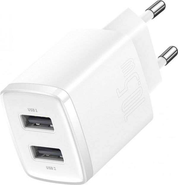 Зарядний пристрій Baseus Compact 10,5W (2 USB) (white) (CCXJ010202)