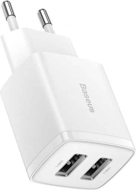 Зарядний пристрій Baseus Compact 10,5W (2 USB) (white) (CCXJ010202)