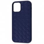 Чехол для iPhone 12 Pro Max - Genuine Leather Case Weaving Series - Dark Blue