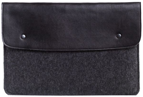 Чехол-конверт для Macbook 13" New с элементами кожи - Black (GM04-13New)