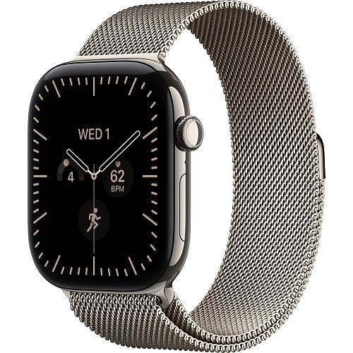 Apple Watch Series 12 LTE 46mm Natural Titanium Case with Natural Milanese Loop M/L (MJGQ4)