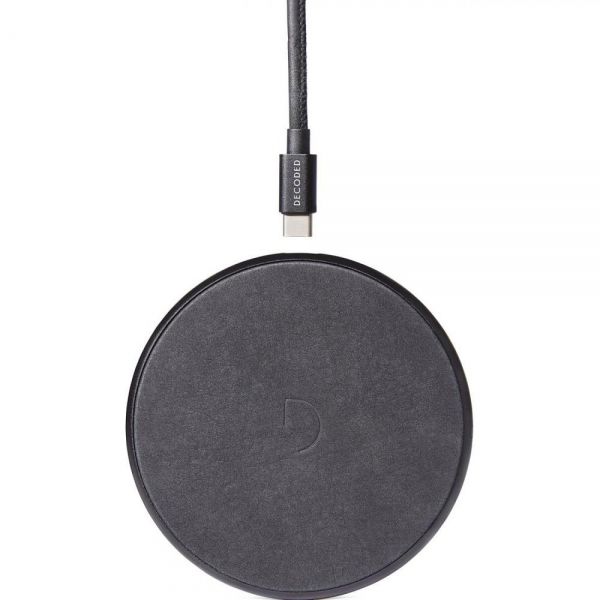 Беспроводное зарядное устройство Decoded Wireless 10W (7.5W) черная кожа (D8WC1BK)