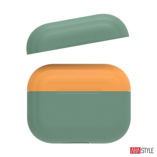 Чехол AHASTYLE Two Color Silicone Case for Apple AirPods Pro – Midnight Green/Orange (AHA-0P200-DDO)
