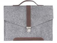 Серый войлочный портфель Gmakin для Macbook Air/Pro 13/13.3 с коричневой экокожей (GS12)
