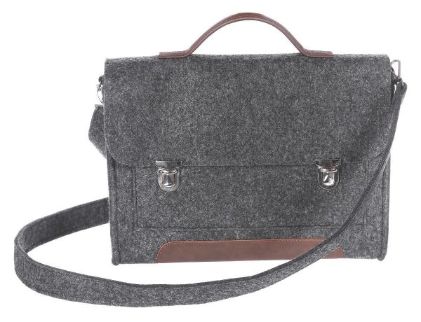 Черный войлочный портфель Gmakin для Macbook Air/Pro 13/ 13,3 на металлических застежках (GS15)