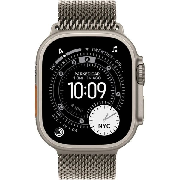 Apple Watch Ultra 3 LTE 49mm Natural Tit. Case w. Natural Tit. Milanese Loop - Medium (MEWY4)