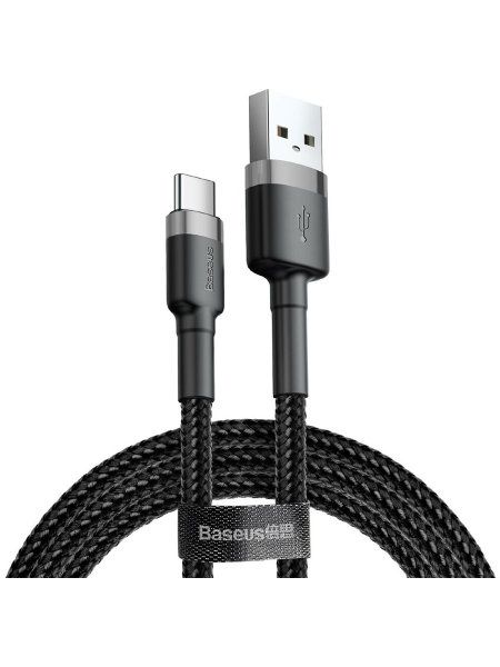Кабель Baseus Cafule Type-C Cable 3A (1m) Gray/Black (CATKLF-BG1)