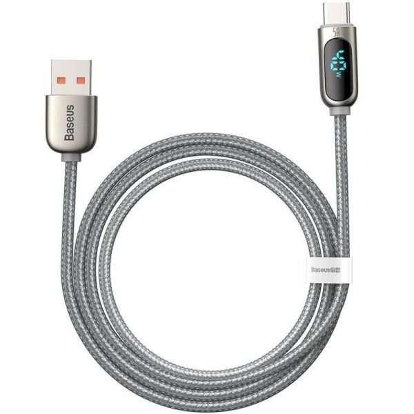 Кабель Baseus Display Fast Charging Type-C 5A (1m) - Silver (CATSK-0S)