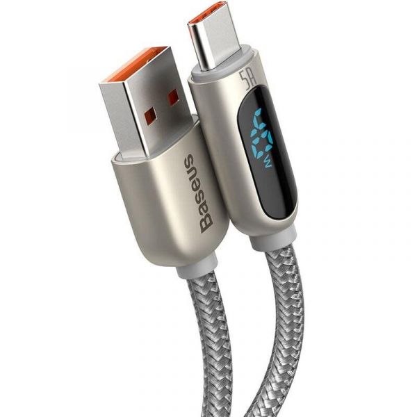 Кабель Baseus Display Fast Charging Type-C 5A (1m) - Silver (CATSK-0S)
