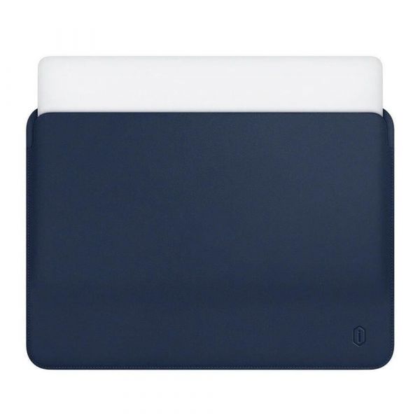 Чехол-карман для MacBook Air 13" - WIWU Velcro Skin Pro III Leather - Navy Blue