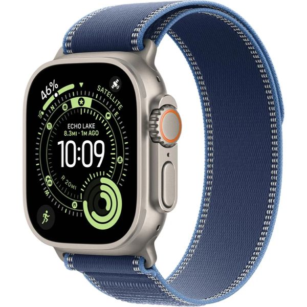 Apple Watch Ultra 3 LTE 49mm Natural Tit. Case w. Blue/Bright Blue Trail Loop - M/L (MEWU4)