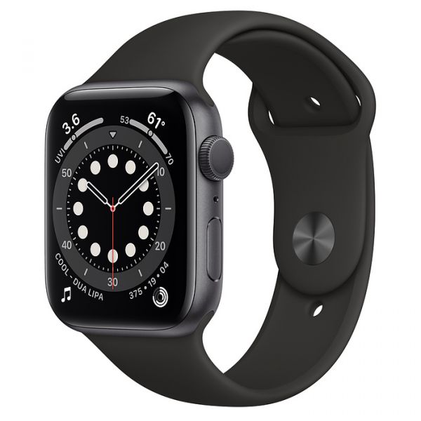 Apple Watch Series 6 GPS 44mm Space Gray Aluminium Case with Black Sport Band (M00H3)