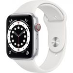 Apple Watch Series 6 LTE 44mm Silver Aluminum Case with White Sport Band (M07F3)