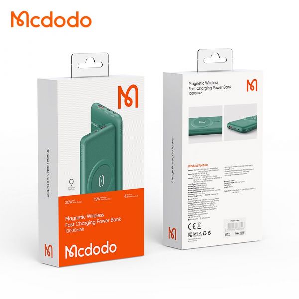 Внешний аккумулятор PowerBank с беспроводной зарядкой McDodo [MC- 5590] Royal 15w 10000mAh Series (Gray)