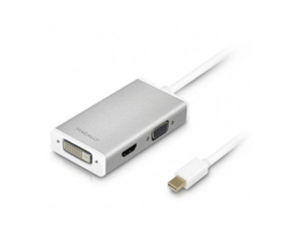 Адаптер Macally Mini DisplayPort to 3-in1 DVI/HDMI/VGA 4K - White (MD-3N1-4K)
