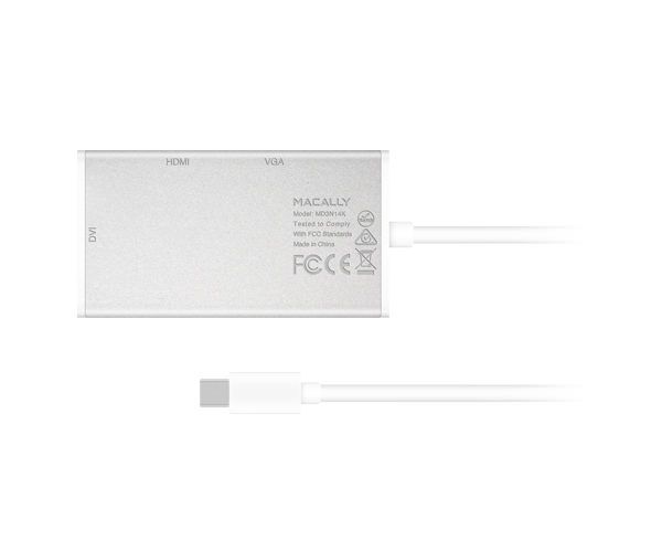Адаптер Macally Mini DisplayPort to 3-in1 DVI/HDMI/VGA 4K - White (MD-3N1-4K)