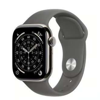 Apple Watch Series 11 GPS + Cellular 42mm Natural Tit. Case w. Stone Gray Sport Band - S/M (MF8M4)