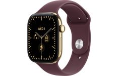 Apple Watch Series 12 LTE 46mm Radiant Gold Titanium Case with Burgundy Sport Band M/L (MJGT4)