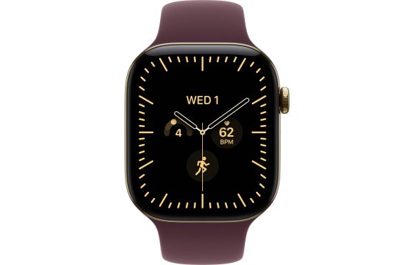 Apple Watch Series 12 LTE 46mm Radiant Gold Titanium Case with Burgundy Sport Band M/L (MJGT4)