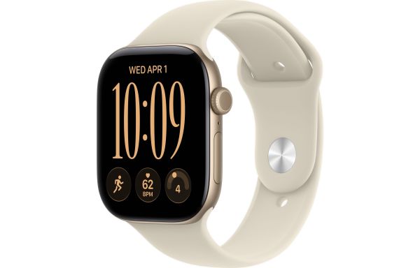 Apple Watch Series 12 GPS 46mm Light Gold Aluminum Case with Sand Sport Band M/L (MJEP4)