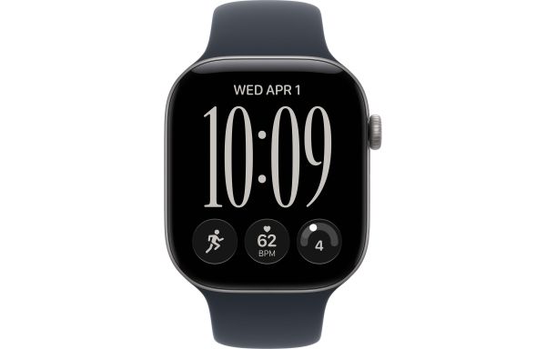 Apple Watch Series 12 GPS + Cellular 46mm Space Gray Al Case with Navy Blue Sport Band M/L (MJG74)