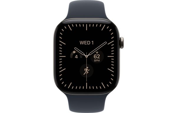 Apple Watch Series 12 GPS + Cellular 46mm Natural Titanium Case w Navy Blue Sport Band M/L (MJGN4)