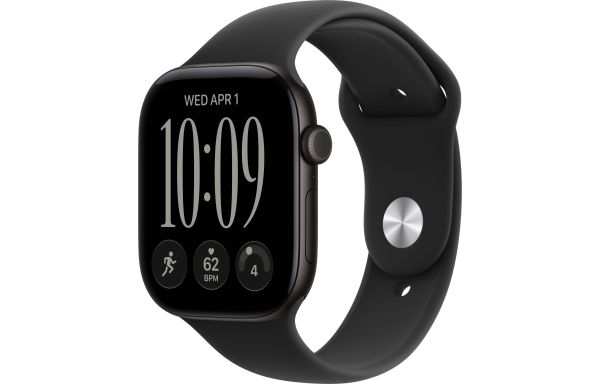 Apple Watch Series 12 GPS + Cellular 46mm Black Aluminum Case with Black Sport Band M/L (MJG94)