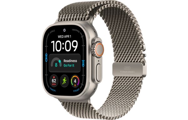 Apple Watch Ultra 4 Natural Titanium Case with Natural Titanium Milanese Loop - Small (MJA84)