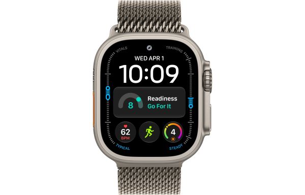 Apple Watch Ultra 4 Natural Titanium Case with Natural Titanium Milanese Loop - Large (MJAA4)