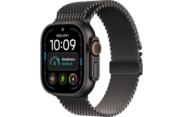 Apple Watch Ultra 4 Black Titanium Case with Black Titanium Milanese Loop - Small (MJAU4)