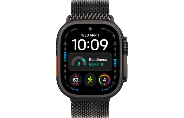 Apple Watch Ultra 4 Black Titanium Case with Black Titanium Milanese Loop - Small (MJAU4)